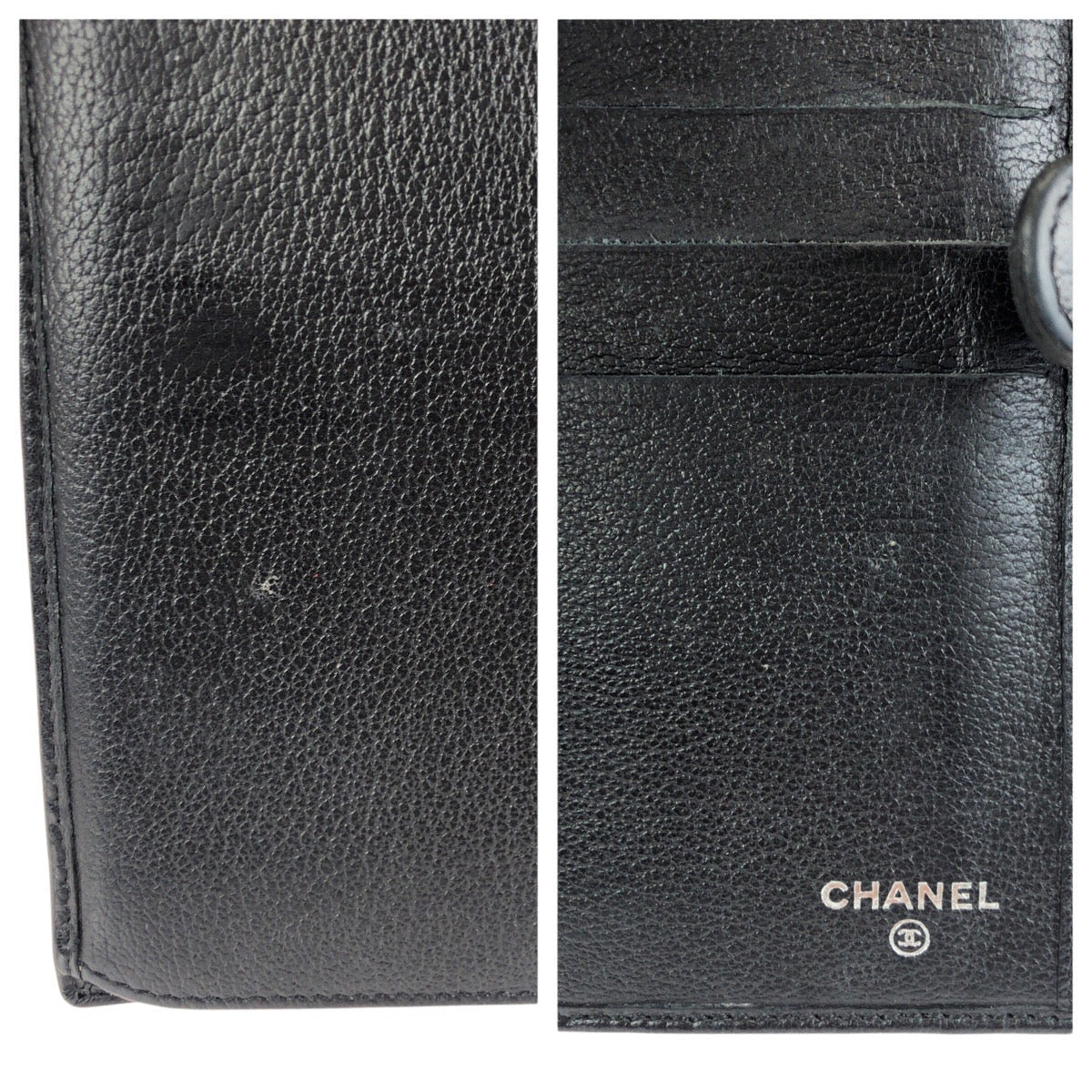 24581
CHANEL シャネル カメリア ココマーク ブラック 黒 シルバー金具 レザー 長財布 ロングウォレット レディース ABP37