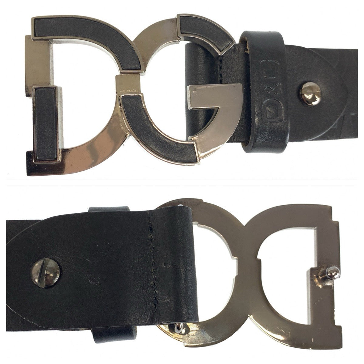 24584
DOLCE&GABBANA ドルチェアンドガッバーナ 99cm ブラック 黒 シルバー金具 レザー ベルト メンズ AB7