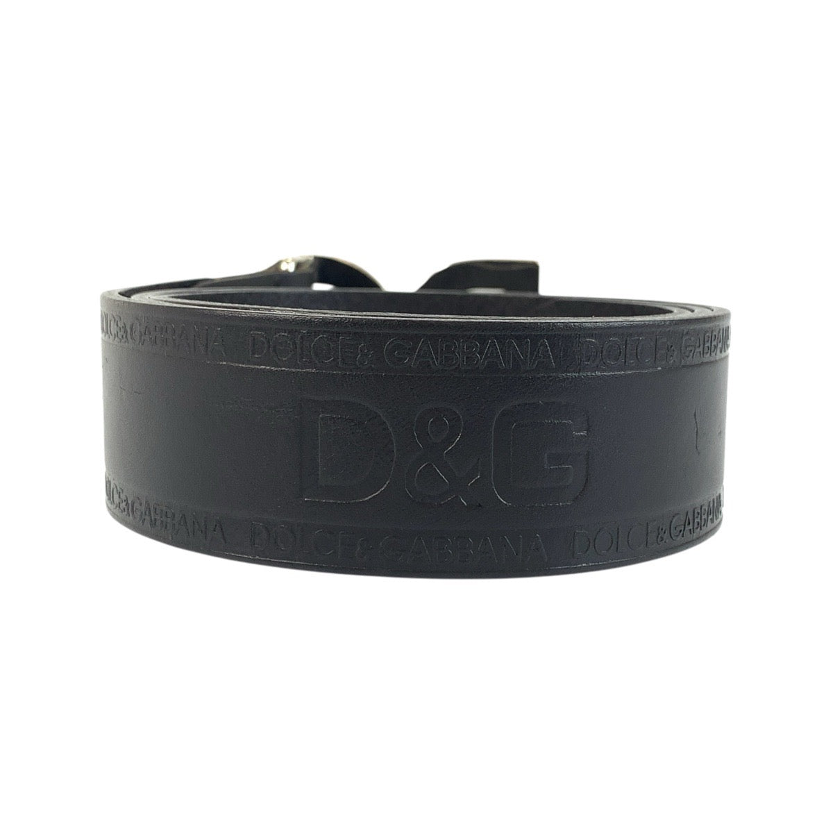 24585
DOLCE&GABBANA ドルチェアンドガッバーナ 90cm ブラック 黒 シルバー金具 レザー ベルト メンズ AB7