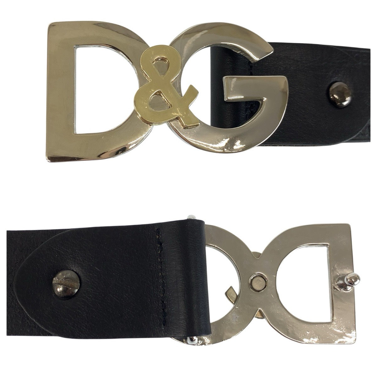 24585
DOLCE&GABBANA ドルチェアンドガッバーナ 90cm ブラック 黒 シルバー金具 レザー ベルト メンズ AB7