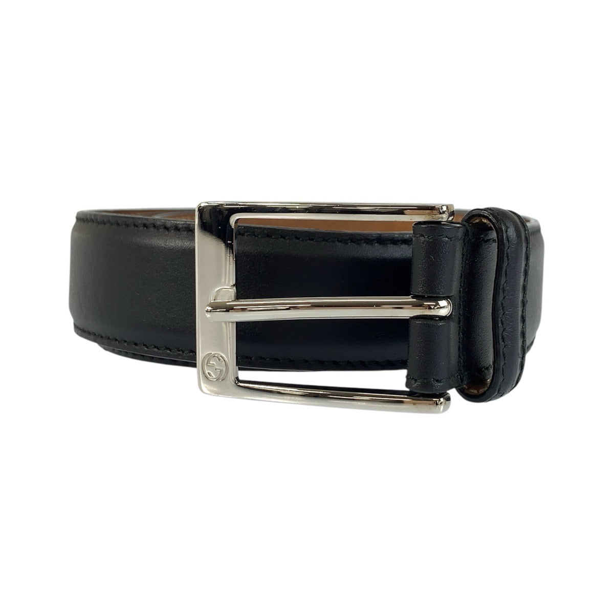 24586
GUCCI グッチ 85cm/34インチ ブラック 黒 シルバー金具 レザー 345658 ベルト メンズ ABP12