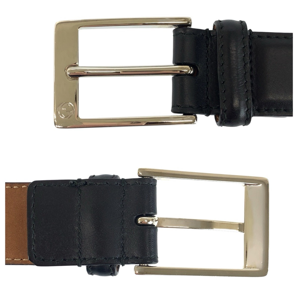 24586
GUCCI グッチ 85cm/34インチ ブラック 黒 シルバー金具 レザー 345658 ベルト メンズ ABP12