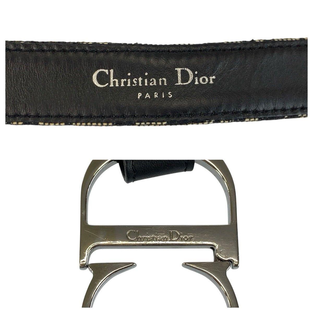 24587
Christian Dior クリスチャンディオール ヴィンテージ トロッター 75cm ネイビー シルバー金具 キャンバス / レザー ベルト レディース AB16