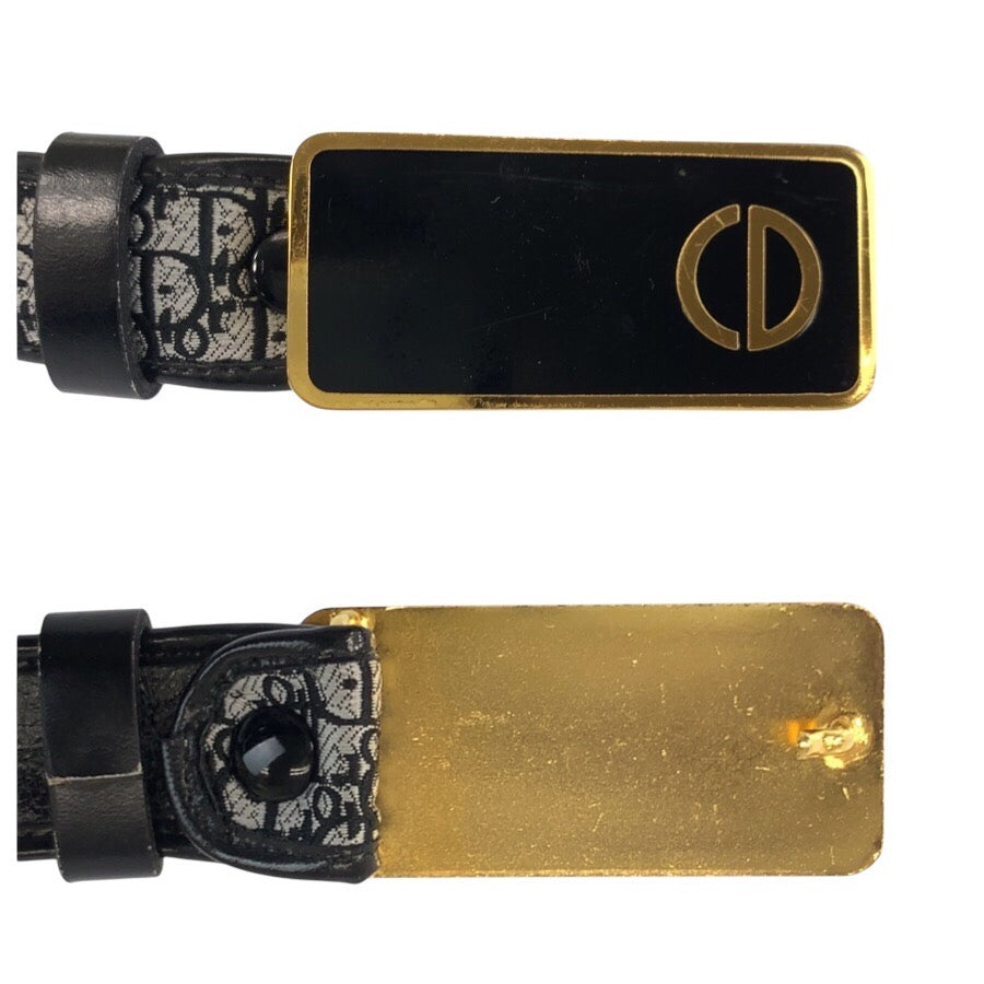 24588
Christian Dior クリスチャンディオール ヴィンテージ オブリーク 70cm ブラック ゴールド金具 キャンバス ベルト レディース ABP16