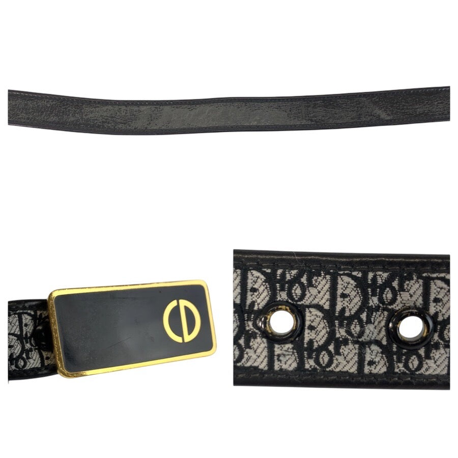 24588
Christian Dior クリスチャンディオール ヴィンテージ オブリーク 70cm ブラック ゴールド金具 キャンバス ベルト レディース ABP16