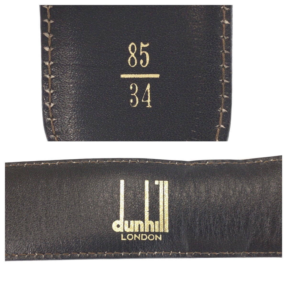 24590
Dunhill ダンヒル 85cm/34インチ ブラック 黒 ゴールド金具 レザー ベルト メンズ AB7