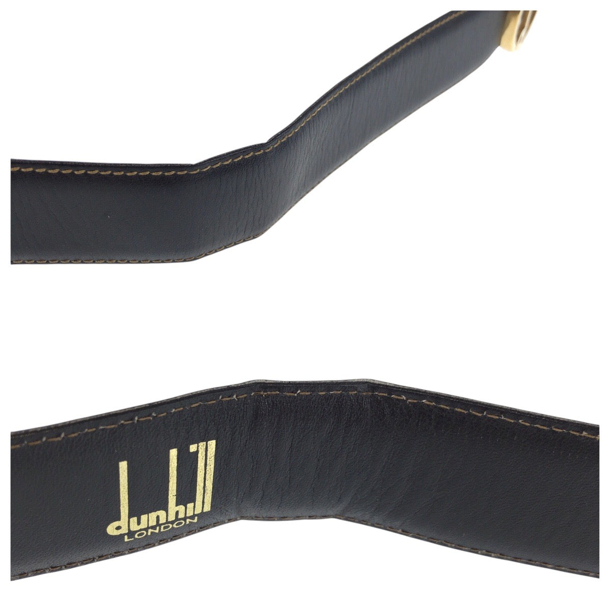 24590
Dunhill ダンヒル 85cm/34インチ ブラック 黒 ゴールド金具 レザー ベルト メンズ AB7