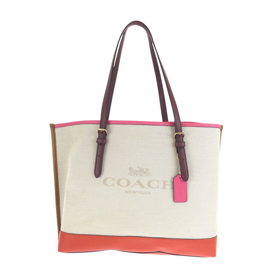 24599
COACH コーチ ベージュ マルチカラー ゴールド金具 キャンバス / レザー C4087 トートバッグ ショルダーバッグ レディース AB7