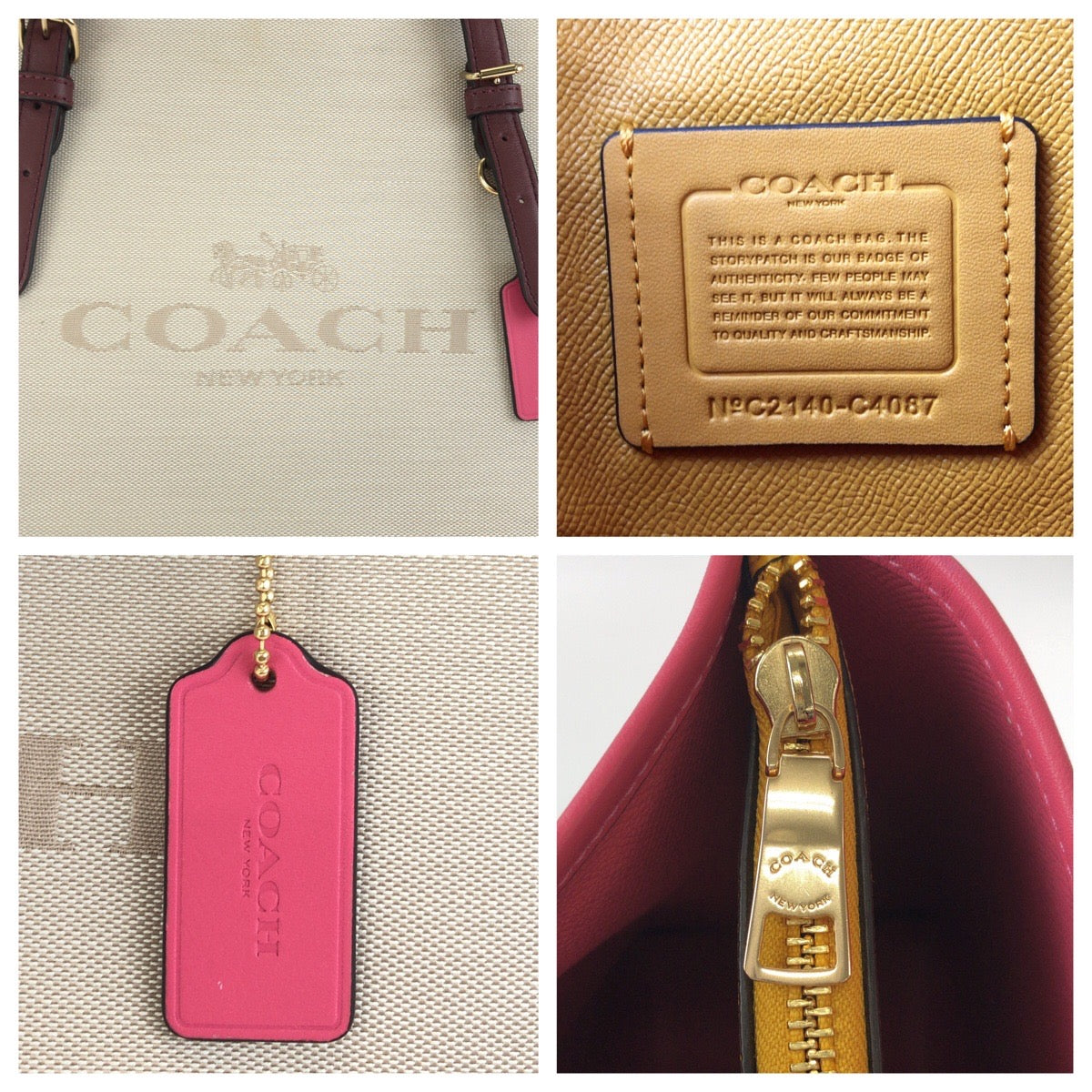 24599
COACH コーチ ベージュ マルチカラー ゴールド金具 キャンバス / レザー C4087 トートバッグ ショルダーバッグ レディース AB7