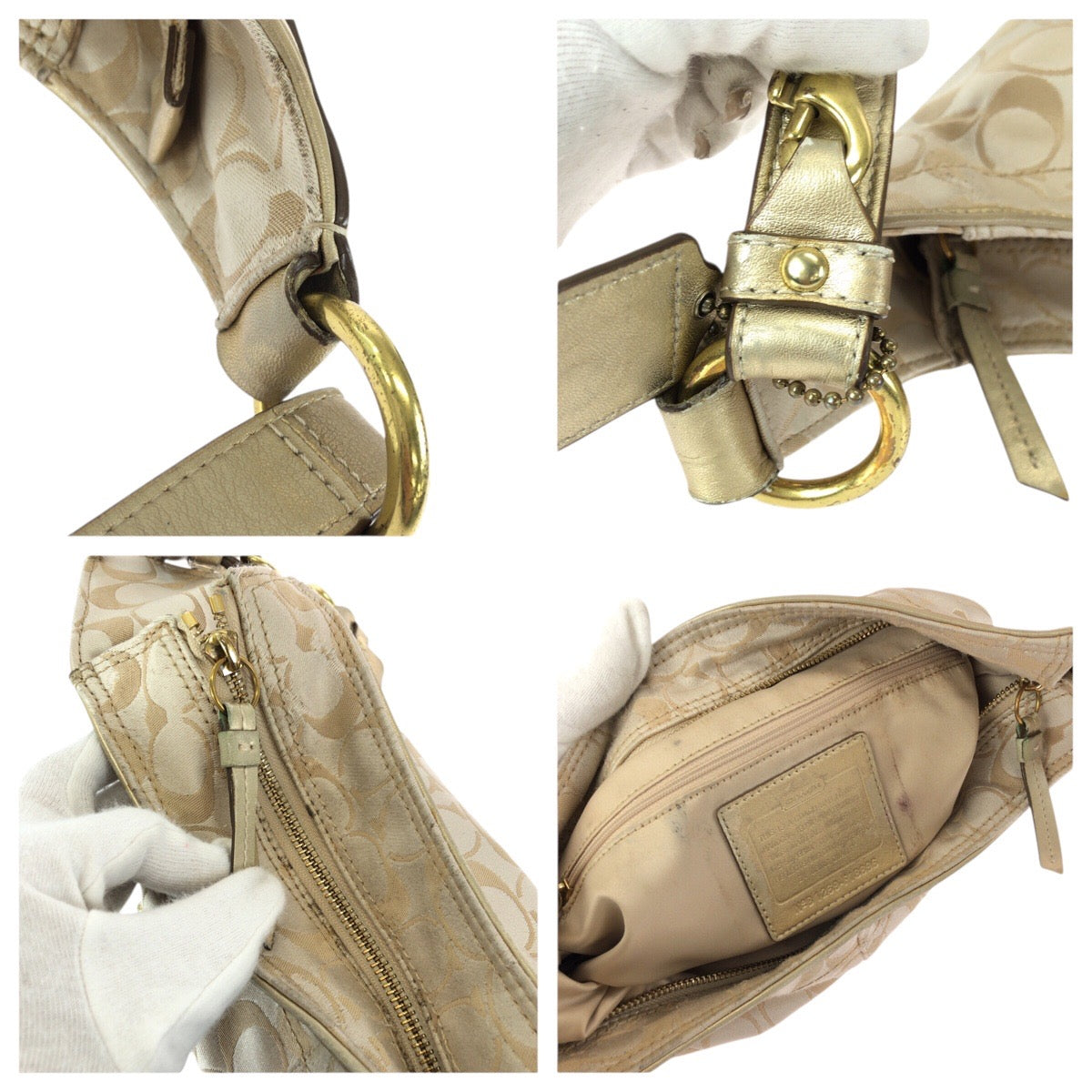 24600
COACH コーチ シグネチャー フラワーアップリケ ベージュ ゴールド金具 キャンバス / レザー F18896 ショルダーバッグ レディース AB7