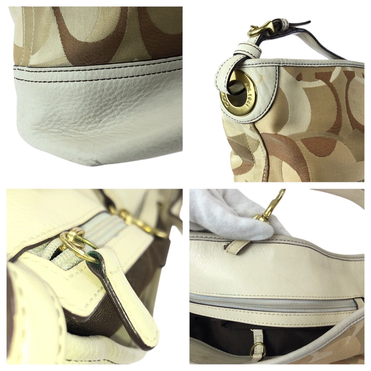 24601
COACH コーチ シグネチャー ベージュ ゴールド金具 キャンバス / レザー 7656 ショルダーバッグ ハンドバッグ レディース AB7