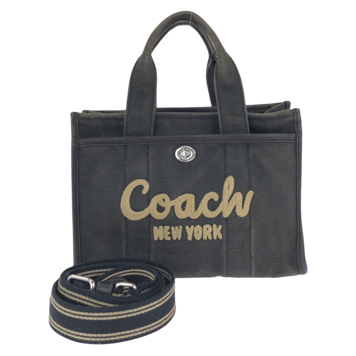 24608
COACH コーチ カーゴ トート ブラック 黒 シルバー金具 キャンバス CP164 トートバッグ ショルダーバッグ レディース B7