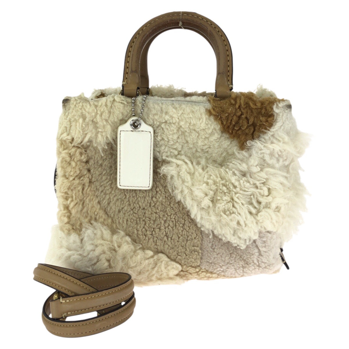 24609
COACH コーチ ローグ 20 パッチワーク ２way ベージュ ゴールド金具 レザー / シアリング CN315 ショルダーバッグ ハンドバッグ レディース ABP10