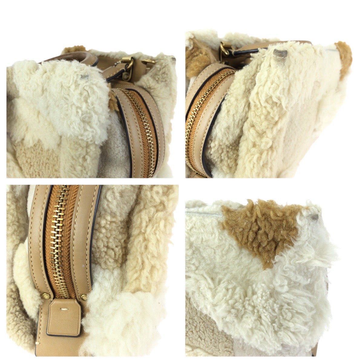 24609
COACH コーチ ローグ 20 パッチワーク ２way ベージュ ゴールド金具 レザー / シアリング CN315 ショルダーバッグ ハンドバッグ レディース ABP10
