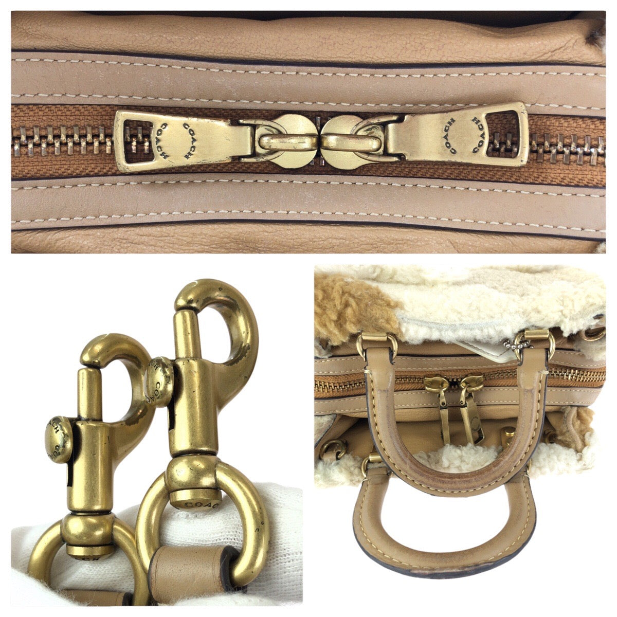 24609
COACH コーチ ローグ 20 パッチワーク ２way ベージュ ゴールド金具 レザー / シアリング CN315 ショルダーバッグ ハンドバッグ レディース ABP10