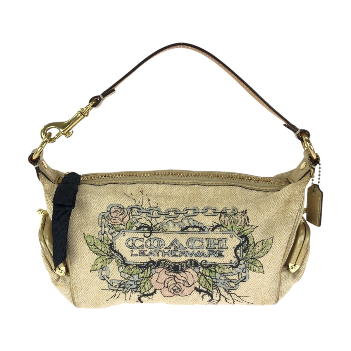 24610
COACH コーチ キャンバスタトゥー ベージュ ゴールド金具 キャンバス / レザー 42673 ハンドバッグ アクセサリーポーチ レディース ABP10