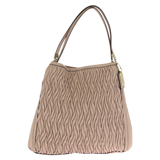 24611
COACH コーチ マディソン ギャザード ツイスト レザー フィービー ピンク ゴールド金具 レザー 26258 ショルダーバッグ トートバッグ レディース ABP10