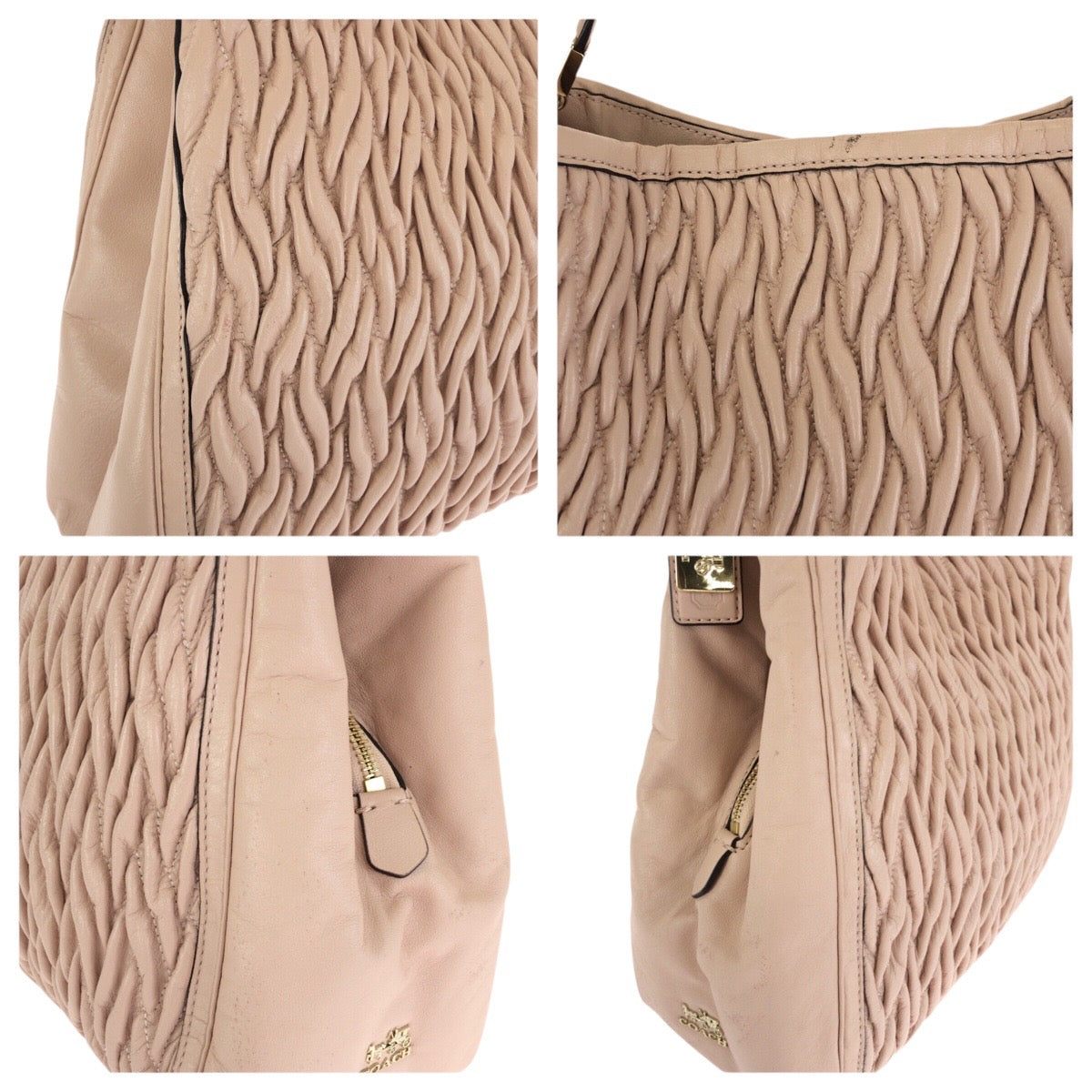 24611
COACH コーチ マディソン ギャザード ツイスト レザー フィービー ピンク ゴールド金具 レザー 26258 ショルダーバッグ トートバッグ レディース ABP10