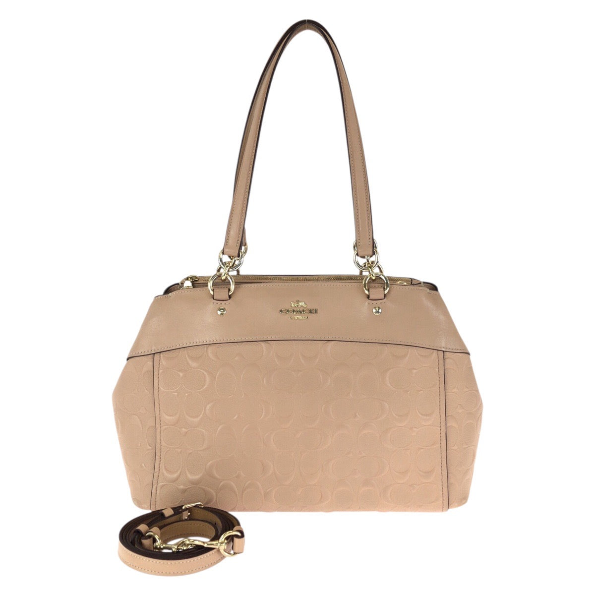 24612
COACH コーチ シグネチャー ２way ベージュ ピンク ゴールド金具 レザー F25952 ショルダーバッグ トートバッグ レディース AB10