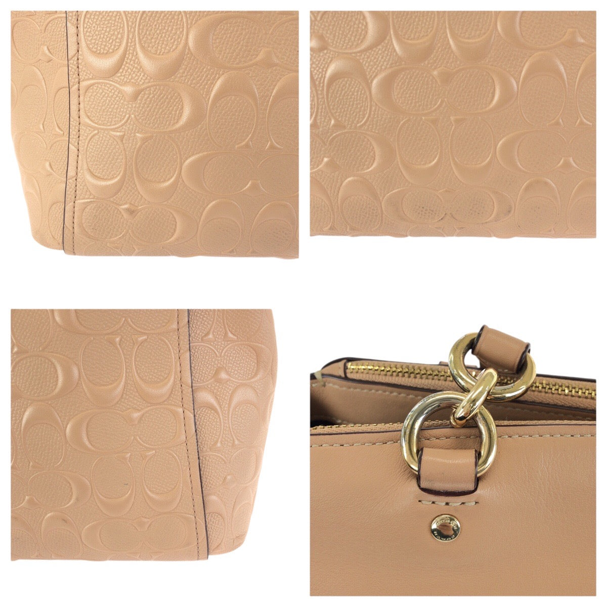 24612
COACH コーチ シグネチャー ２way ベージュ ピンク ゴールド金具 レザー F25952 ショルダーバッグ トートバッグ レディース AB10