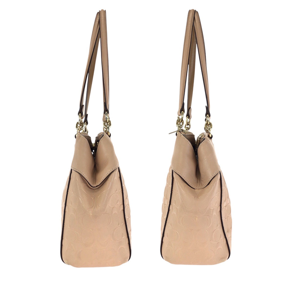 24612
COACH コーチ シグネチャー ２way ベージュ ピンク ゴールド金具 レザー F25952 ショルダーバッグ トートバッグ レディース AB10