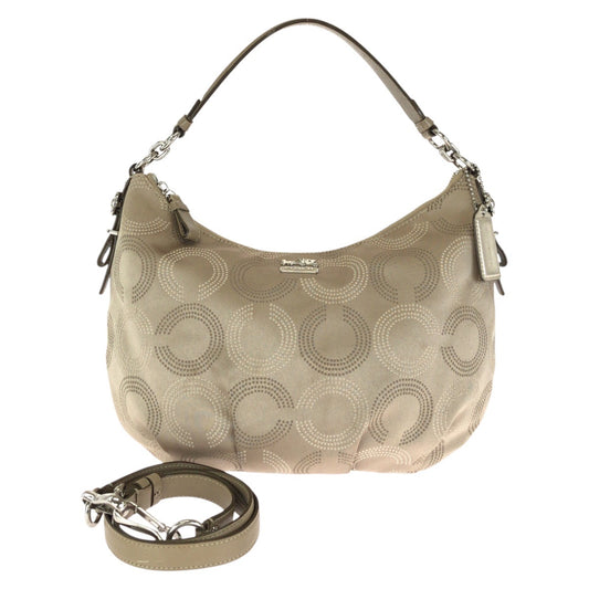 24613
COACH コーチ マディソン ドッテッド オプアート コンバーチブル ホーボー 2way ベージュ シルバー金具 サテン / レザー 15929 ハンドバッグ ショルダーバッグ レディース ABP10