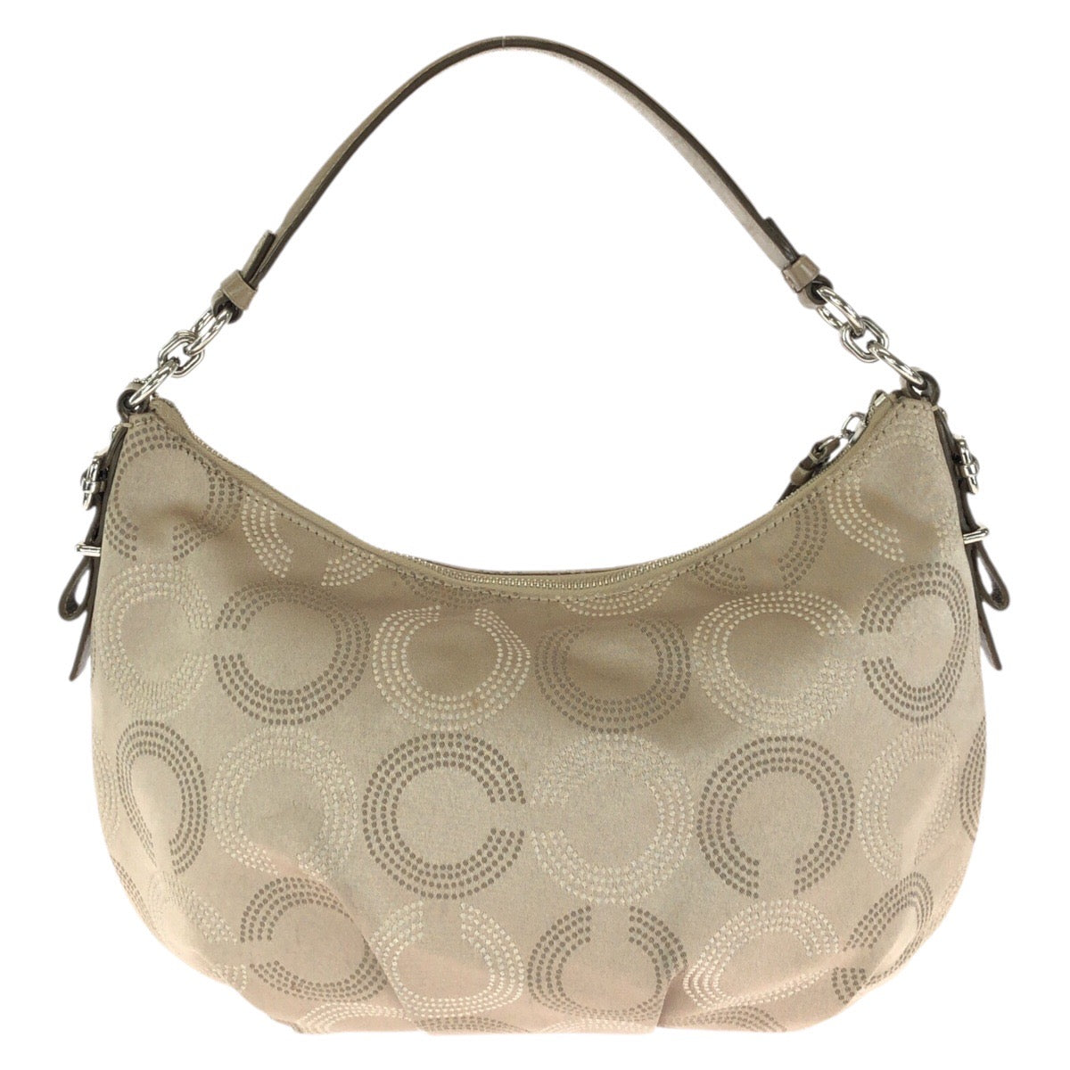 24613
COACH コーチ マディソン ドッテッド オプアート コンバーチブル ホーボー 2way ベージュ シルバー金具 サテン / レザー 15929 ハンドバッグ ショルダーバッグ レディース ABP10