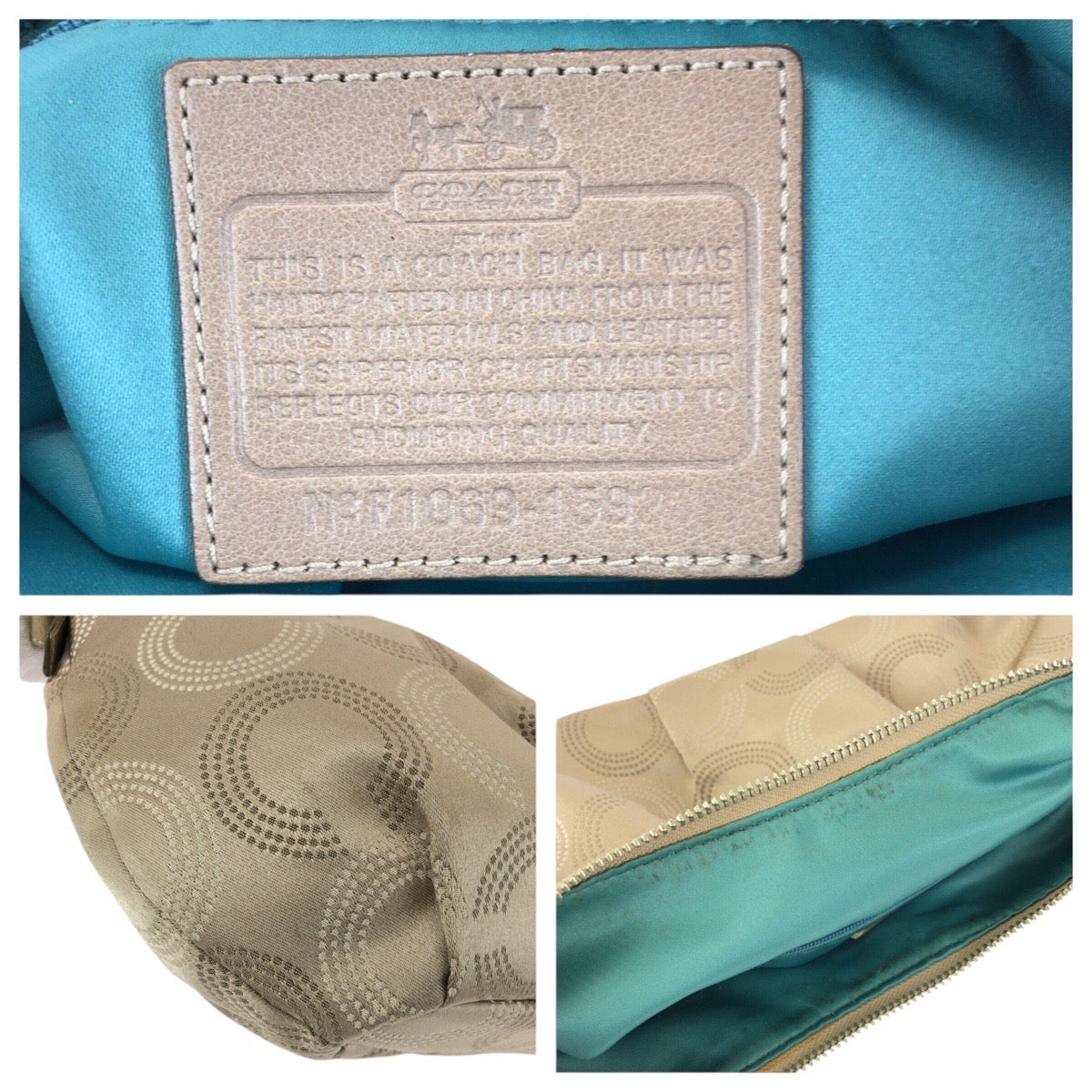 24613
COACH コーチ マディソン ドッテッド オプアート コンバーチブル ホーボー 2way ベージュ シルバー金具 サテン / レザー 15929 ハンドバッグ ショルダーバッグ レディース ABP10