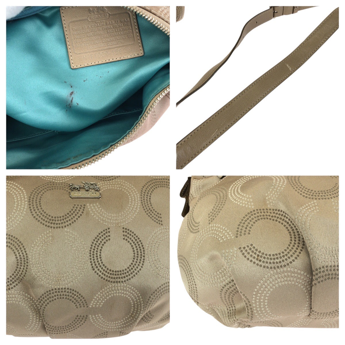 24613
COACH コーチ マディソン ドッテッド オプアート コンバーチブル ホーボー 2way ベージュ シルバー金具 サテン / レザー 15929 ハンドバッグ ショルダーバッグ レディース ABP10