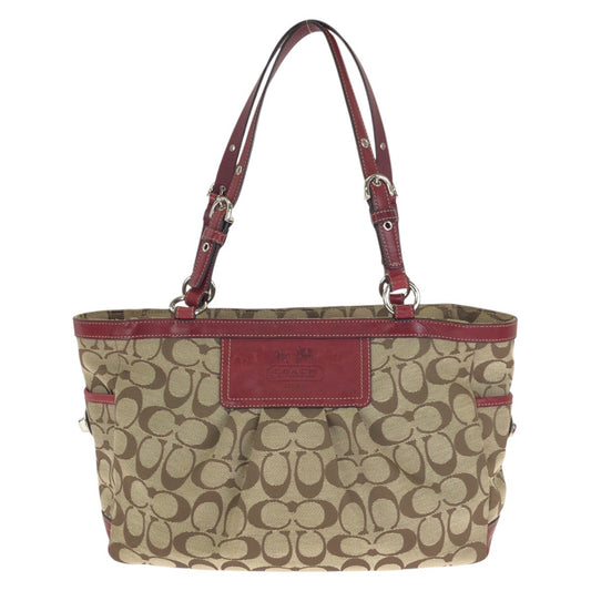 24614
COACH コーチ シグネチャー ベージュ レッド シルバー金具 キャンバス / レザー 12729 トートバッグ ショルダーバッグ レディース ABP10