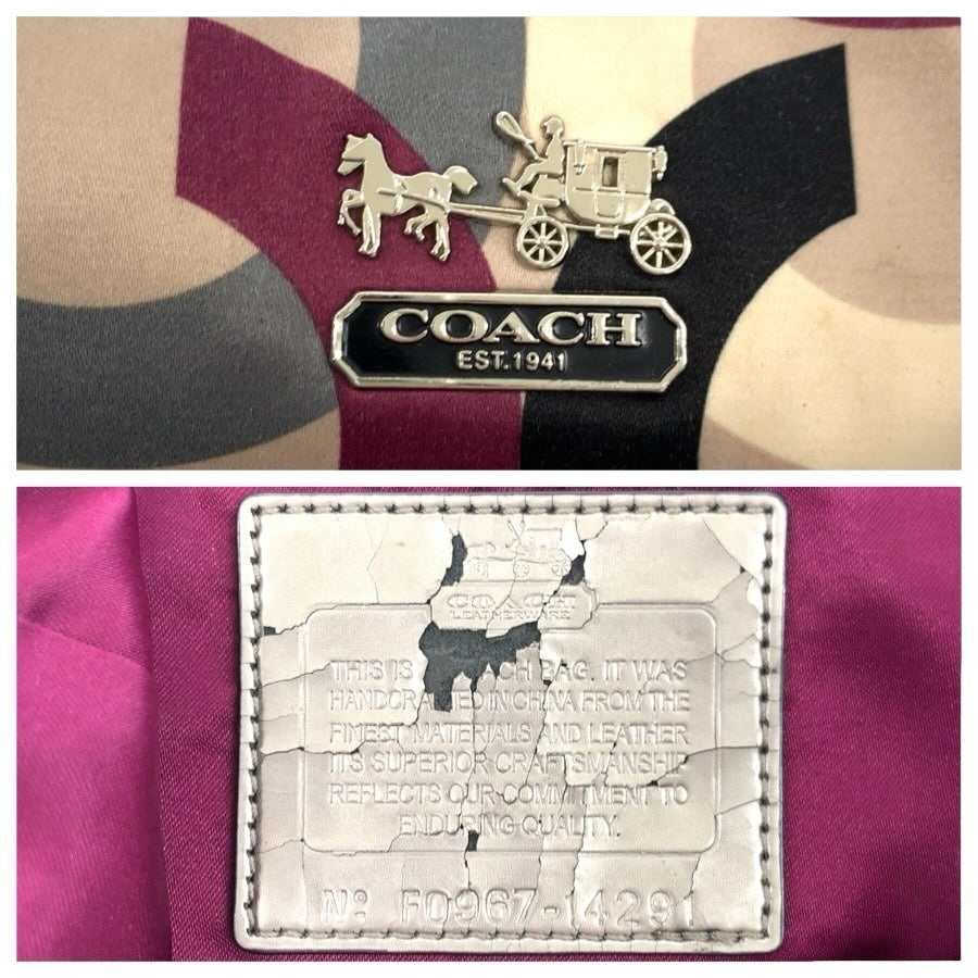 24615
COACH コーチ オプアート ベージュ ブラック グレー ナイロン / レザー 14291 ショルダーバッグ ポシェット レディース AB7