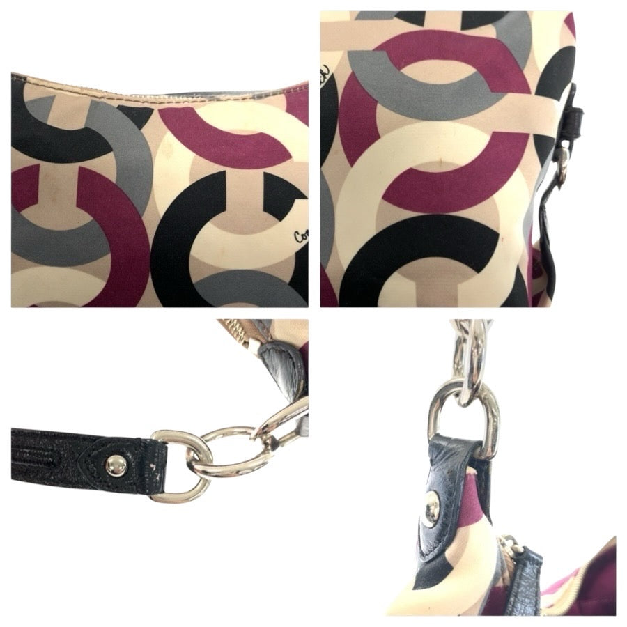 24615
COACH コーチ オプアート ベージュ ブラック グレー ナイロン / レザー 14291 ショルダーバッグ ポシェット レディース AB7