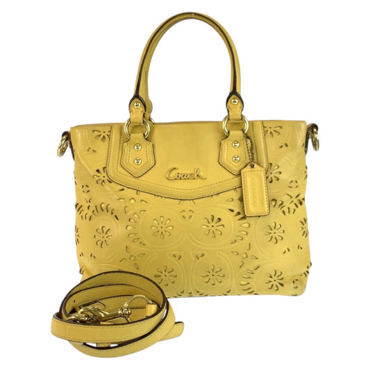 24619
COACH コーチ パンチング イエロー ゴールド金具 レザー F21878 ハンドバッグ ショルダーバッグ 2way レディース AB7