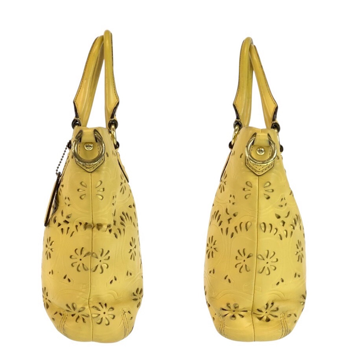 24619
COACH コーチ パンチング イエロー ゴールド金具 レザー F21878 ハンドバッグ ショルダーバッグ 2way レディース AB7