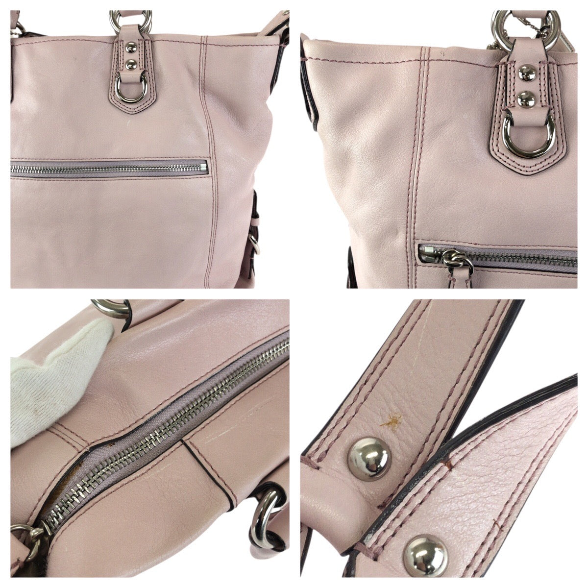 24620
COACH コーチ マディソン レザージュリアン 2way ピンク シルバー金具 レザー F12935 ショルダーバッグ トートバッグ レディース AB7