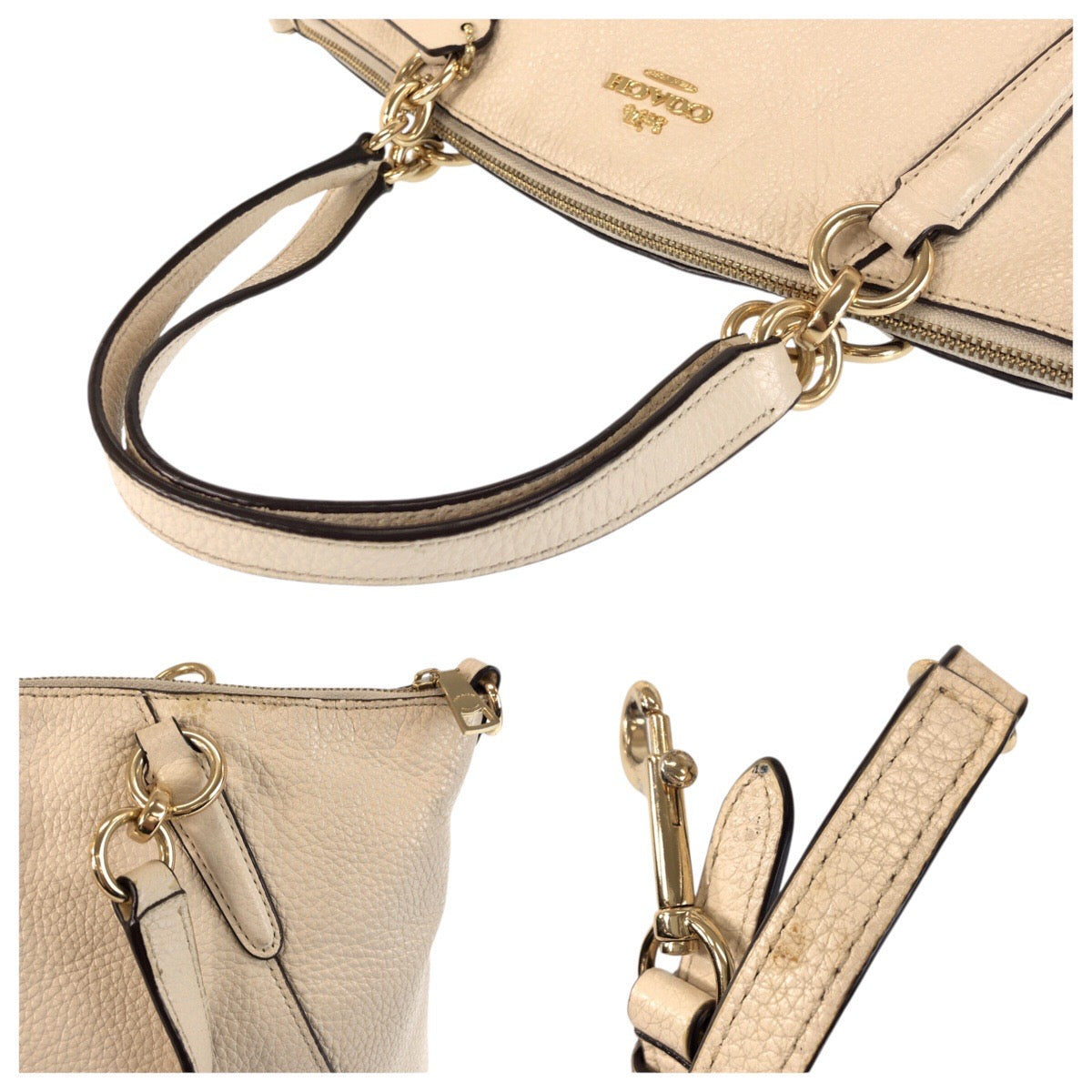 24621
COACH コーチ 2way オフホワイト ゴールド金具 レザー F28993 ハンドバッグ ショルダーバッグ レディース AB7