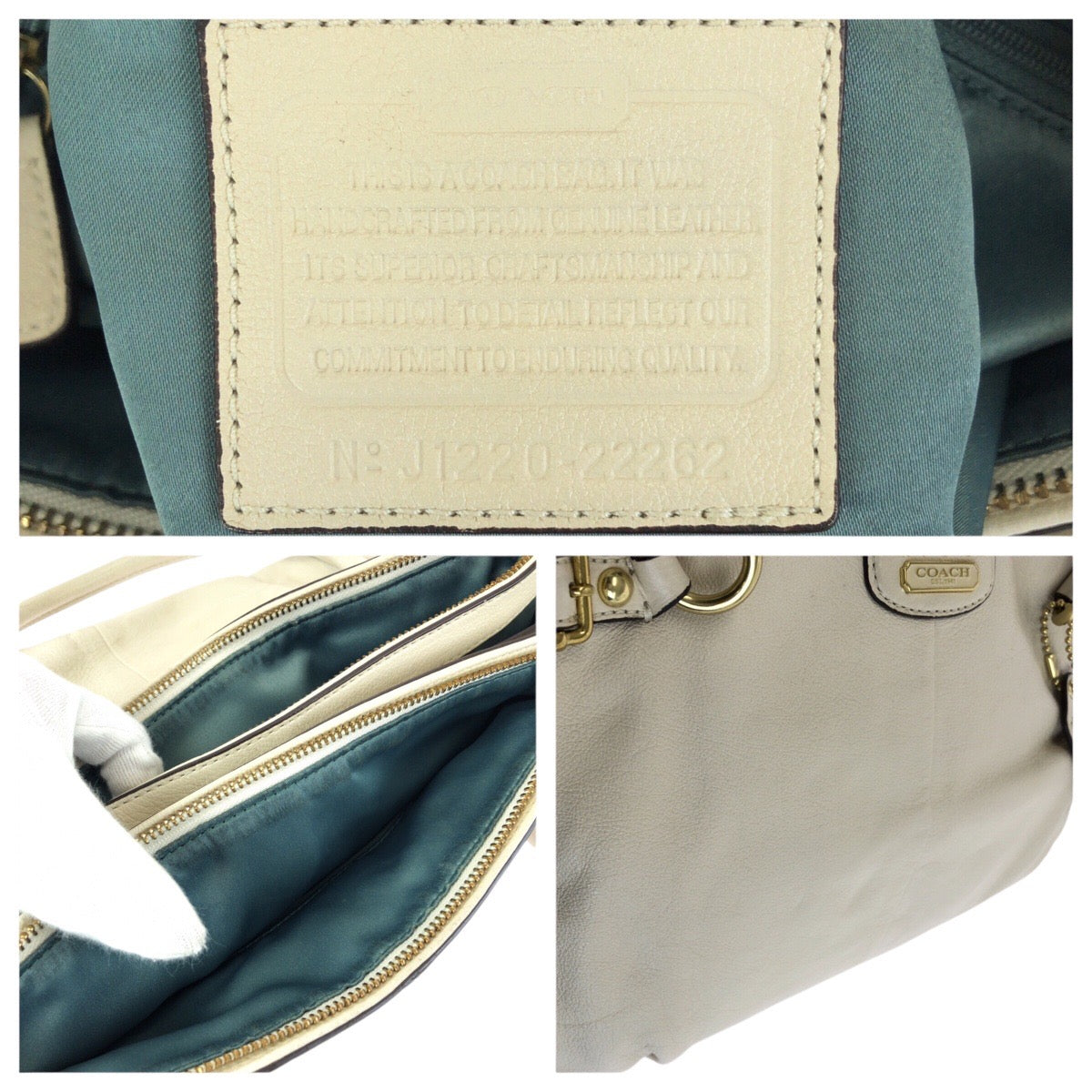 24622
COACH コーチ マディソン カラ キャリーオール オフホワイト ゴールド金具 レザー 22262 トートバッグ ショルダーバッグ レディース ABP10