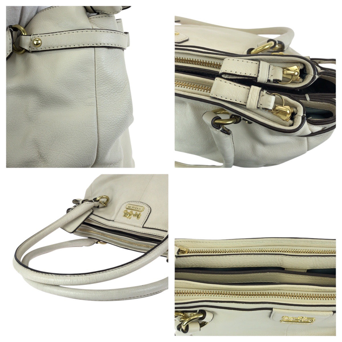 24622
COACH コーチ マディソン カラ キャリーオール オフホワイト ゴールド金具 レザー 22262 トートバッグ ショルダーバッグ レディース ABP10