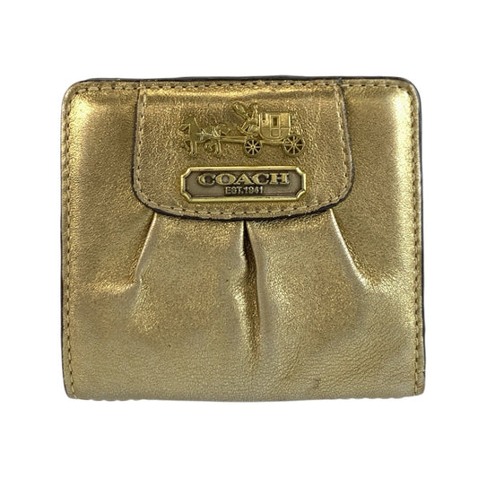 24624
COACH コーチ ホース アンド キャリッジ ゴールド ピンク レザー 折財布 コンパクトウォレット レディース AB2