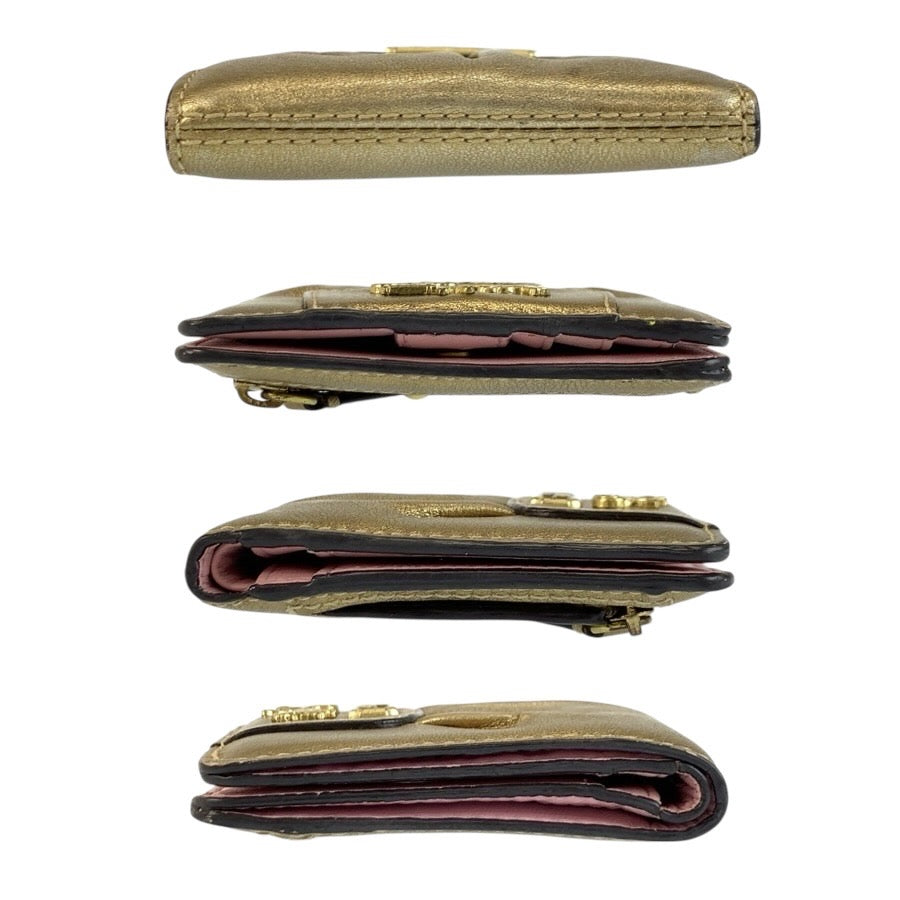 24624
COACH コーチ ホース アンド キャリッジ ゴールド ピンク レザー 折財布 コンパクトウォレット レディース AB2