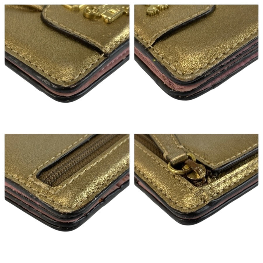 24624
COACH コーチ ホース アンド キャリッジ ゴールド ピンク レザー 折財布 コンパクトウォレット レディース AB2