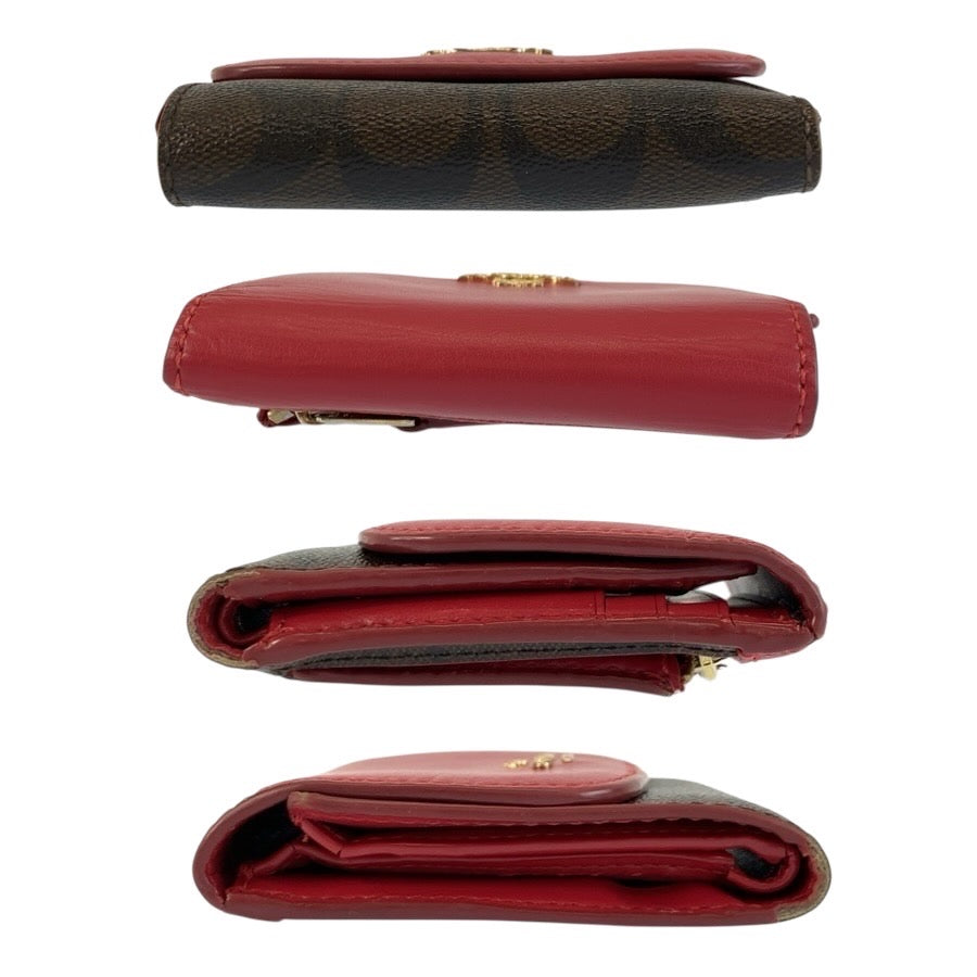 24625
COACH コーチ シグネチャー レッド ブラウン ゴールド金具 レザー F87589 折財布 コンパクトウォレット レディース AB2