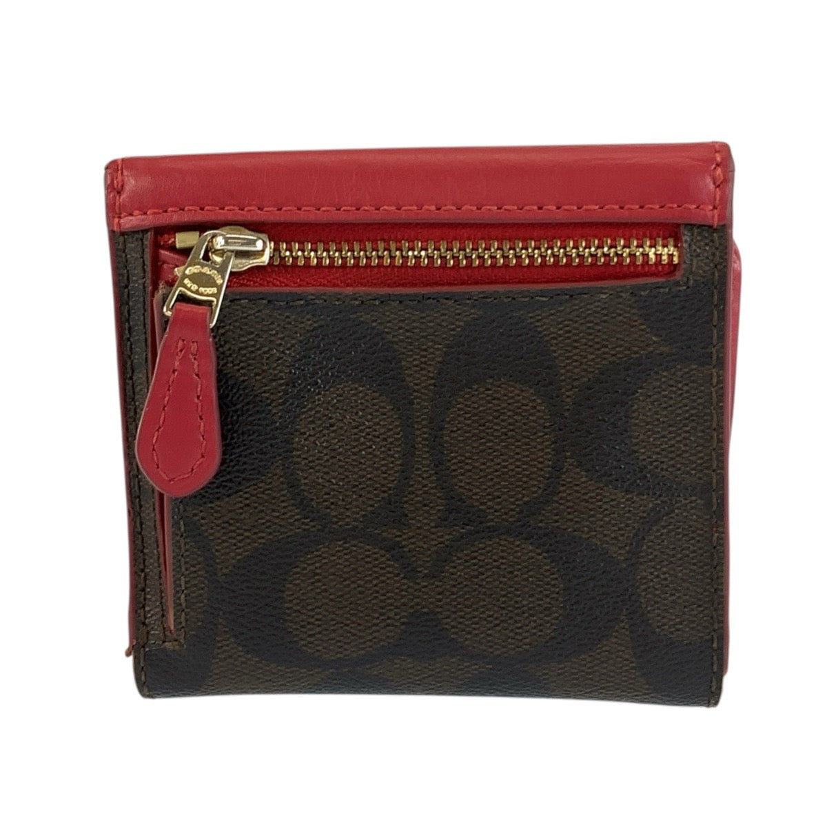 24625
COACH コーチ シグネチャー レッド ブラウン ゴールド金具 レザー F87589 折財布 コンパクトウォレット レディース AB2