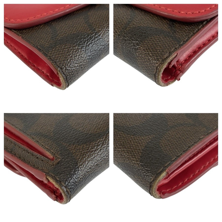 24625
COACH コーチ シグネチャー レッド ブラウン ゴールド金具 レザー F87589 折財布 コンパクトウォレット レディース AB2