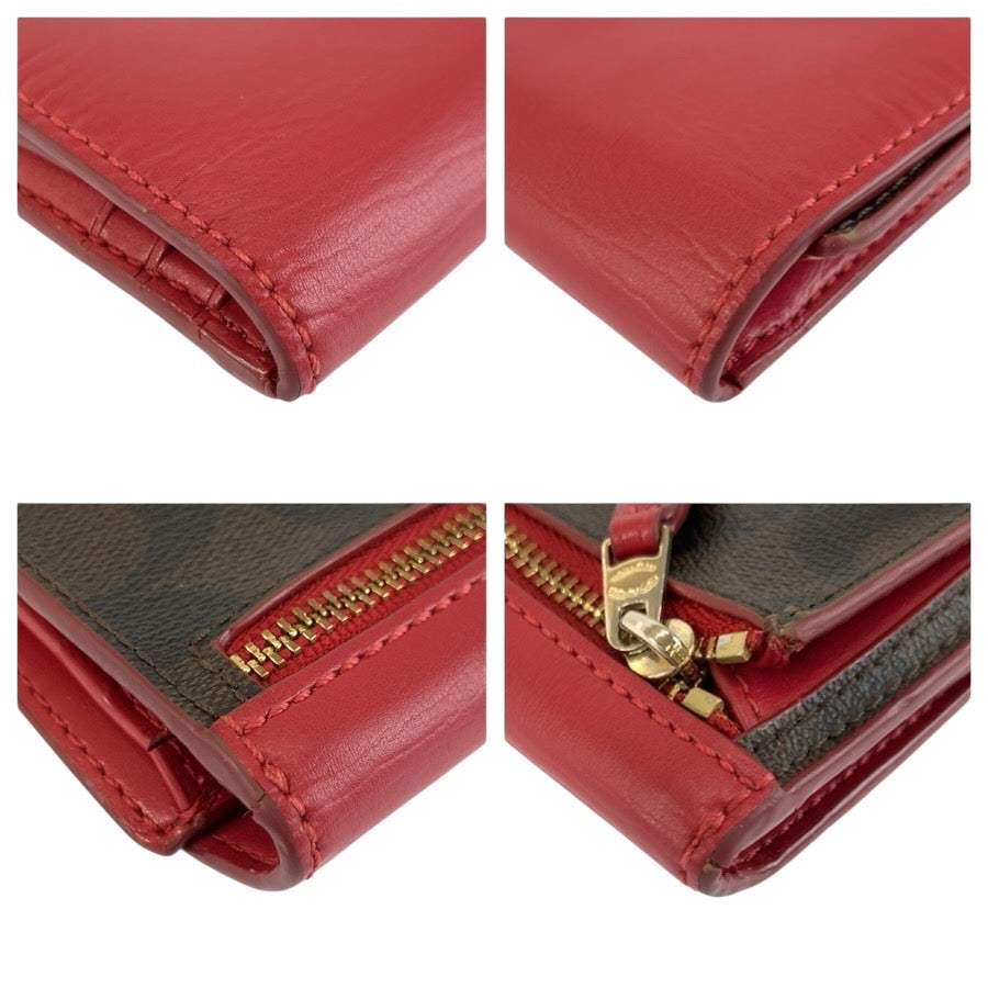 24625
COACH コーチ シグネチャー レッド ブラウン ゴールド金具 レザー F87589 折財布 コンパクトウォレット レディース AB2
