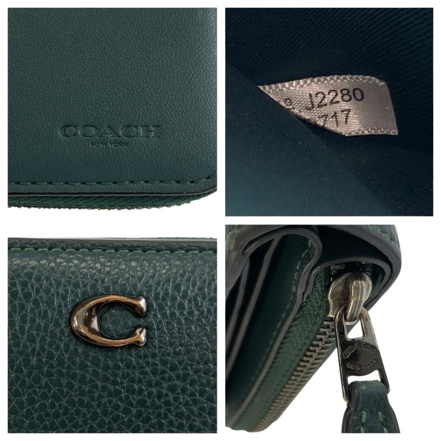 24627
COACH コーチ グリーン レザー J2280 折財布 コンパクトウォレット レディース ABP3