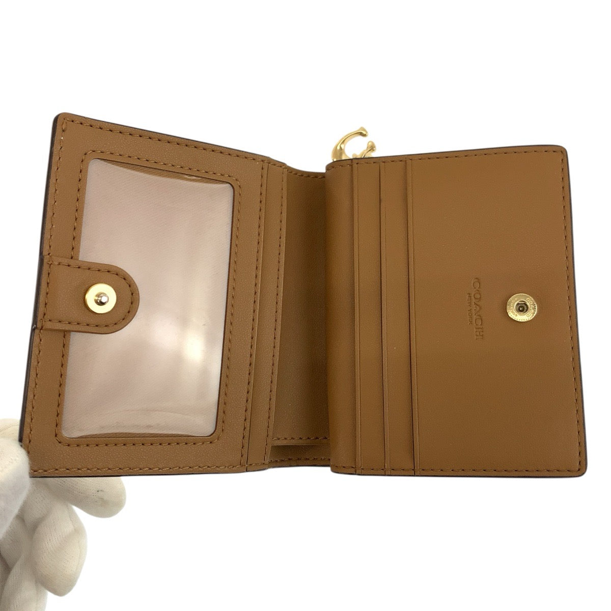 24628
COACH コーチ アイボリー ゴールド金具 レザー C2862 折財布 コンパクトウォレット レディース AB2