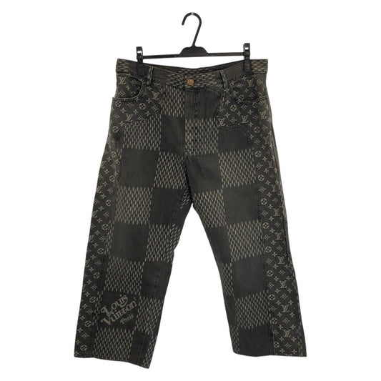 24634
LOUIS VUITTON ルイヴィトン NIGO ジャイアントダミエウェーブモノグラム サイズ36 ブラック 黒 コットン デニムパンツ ストレートパンツ メンズ ABP