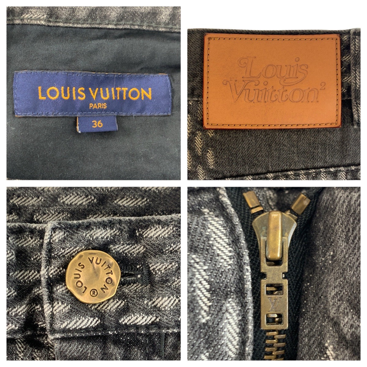 24634
LOUIS VUITTON ルイヴィトン NIGO ジャイアントダミエウェーブモノグラム サイズ36 ブラック 黒 コットン デニムパンツ ストレートパンツ メンズ ABP