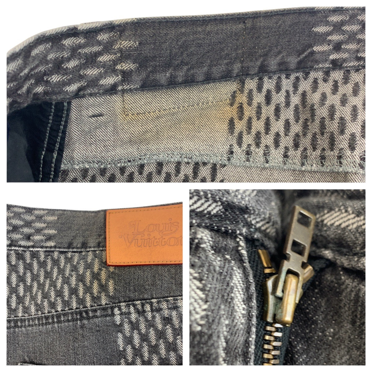24634
LOUIS VUITTON ルイヴィトン NIGO ジャイアントダミエウェーブモノグラム サイズ36 ブラック 黒 コットン デニムパンツ ストレートパンツ メンズ ABP